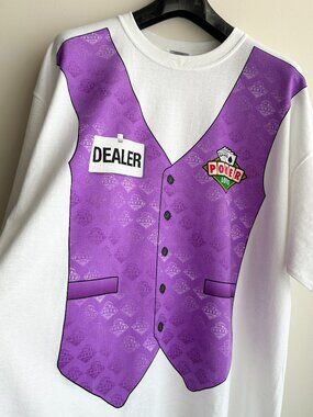 Easy Halloween Costume XL New Poker Lotto Casino Dealer Purple Vest Tee T-Shirt